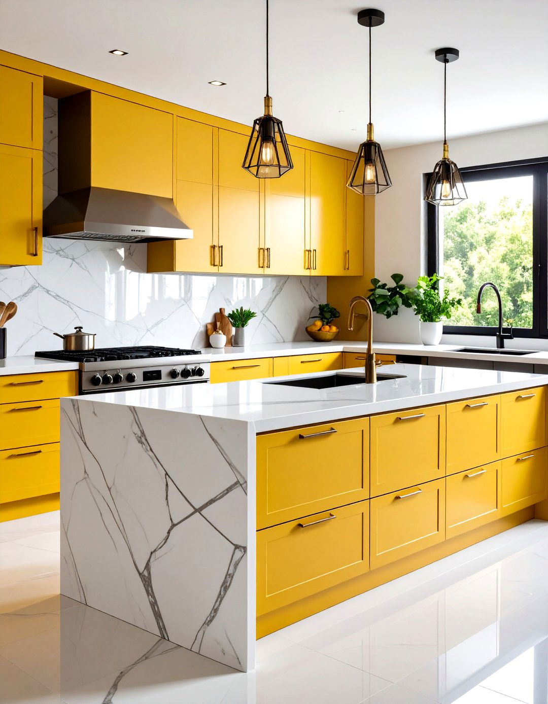 Geometric Pattern Quartz Kitchen Countertops with Contemporary Flair - 20 Quartz Kitchen Countertops