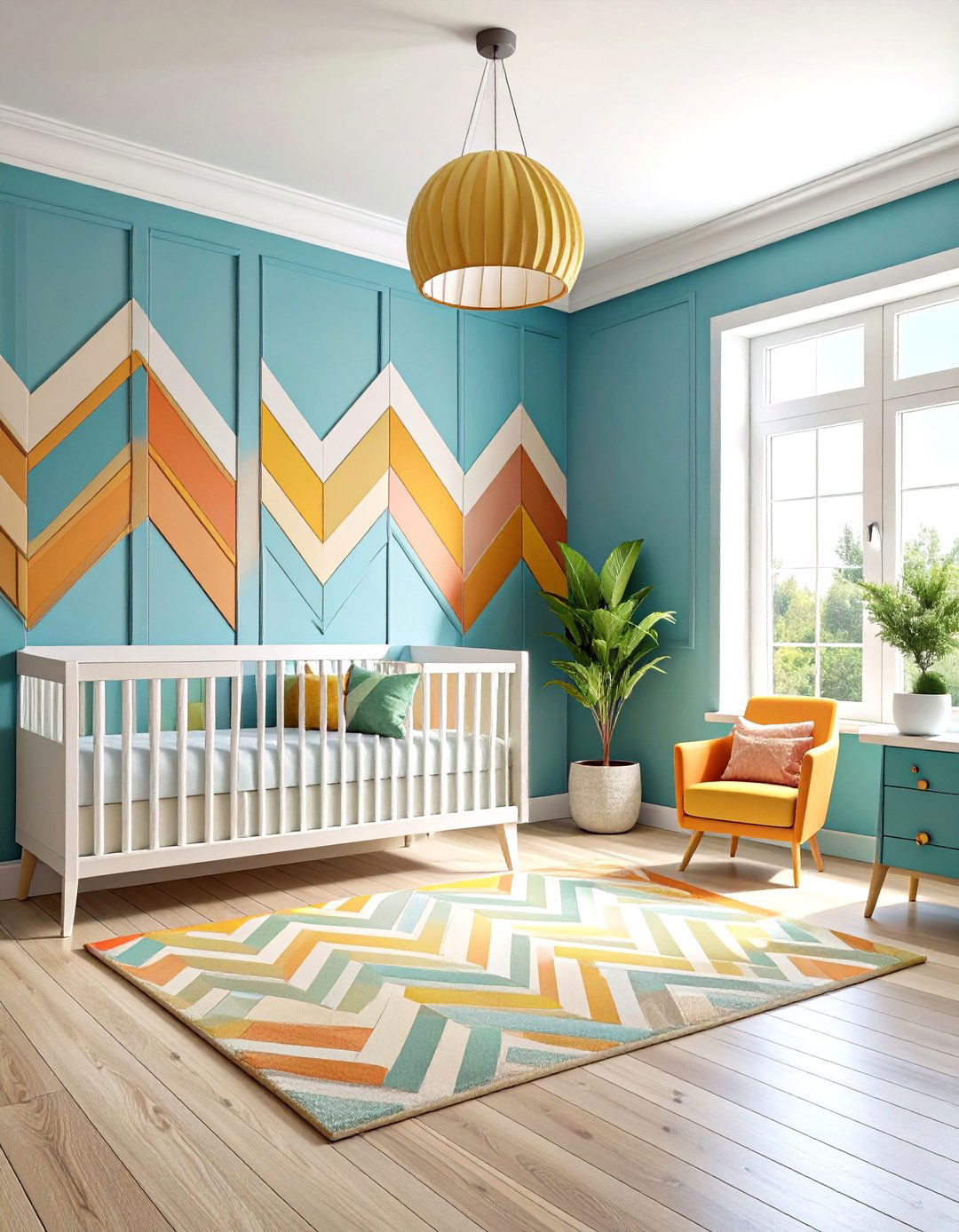 Geometric Pattern Wainscoting - 20 Wainscoting Nursery Ideas