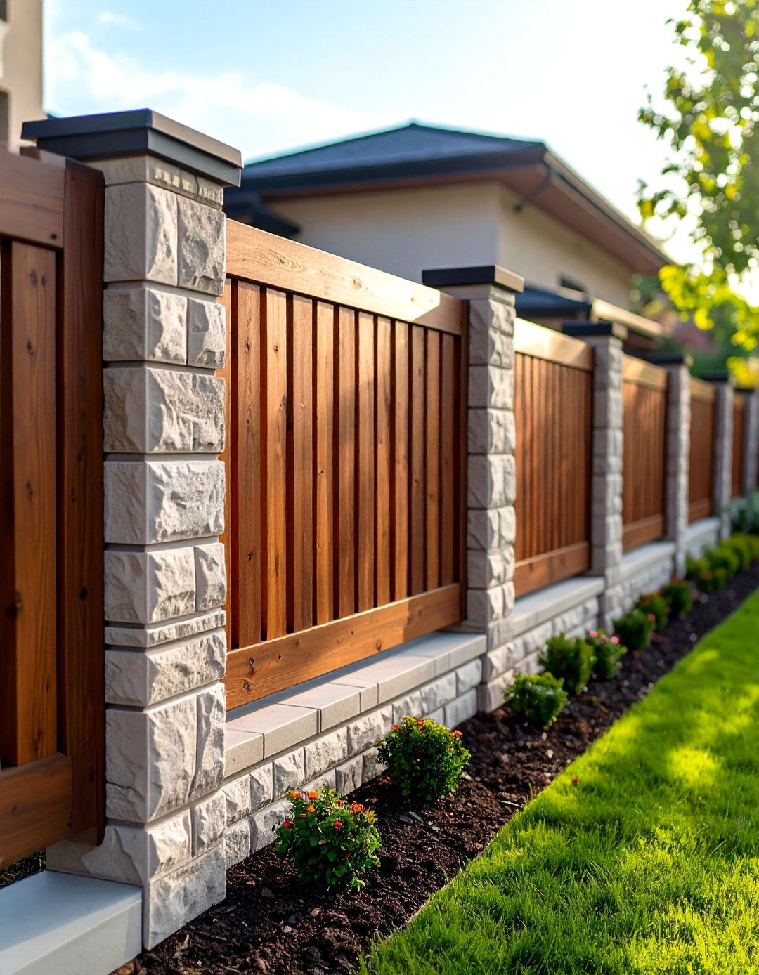 Geometric Patterned Concrete Block Fence - 20 Concrete Block Fence Ideas