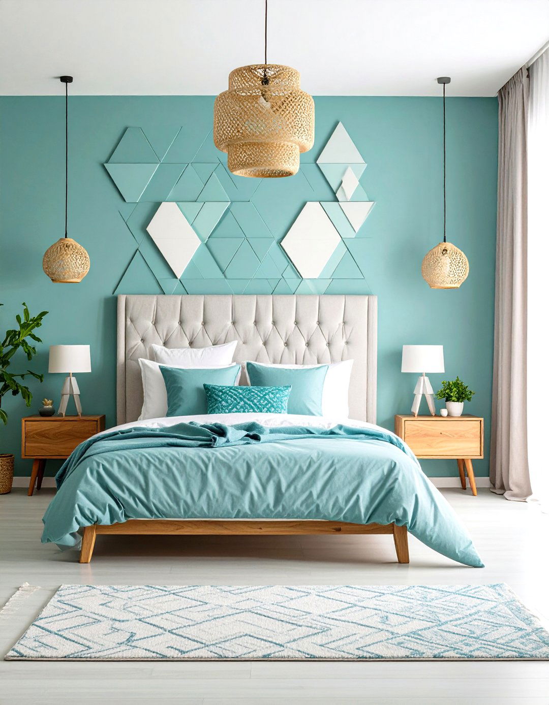 Geometric Patterns - 20 Turquoise Bedroom Ideas