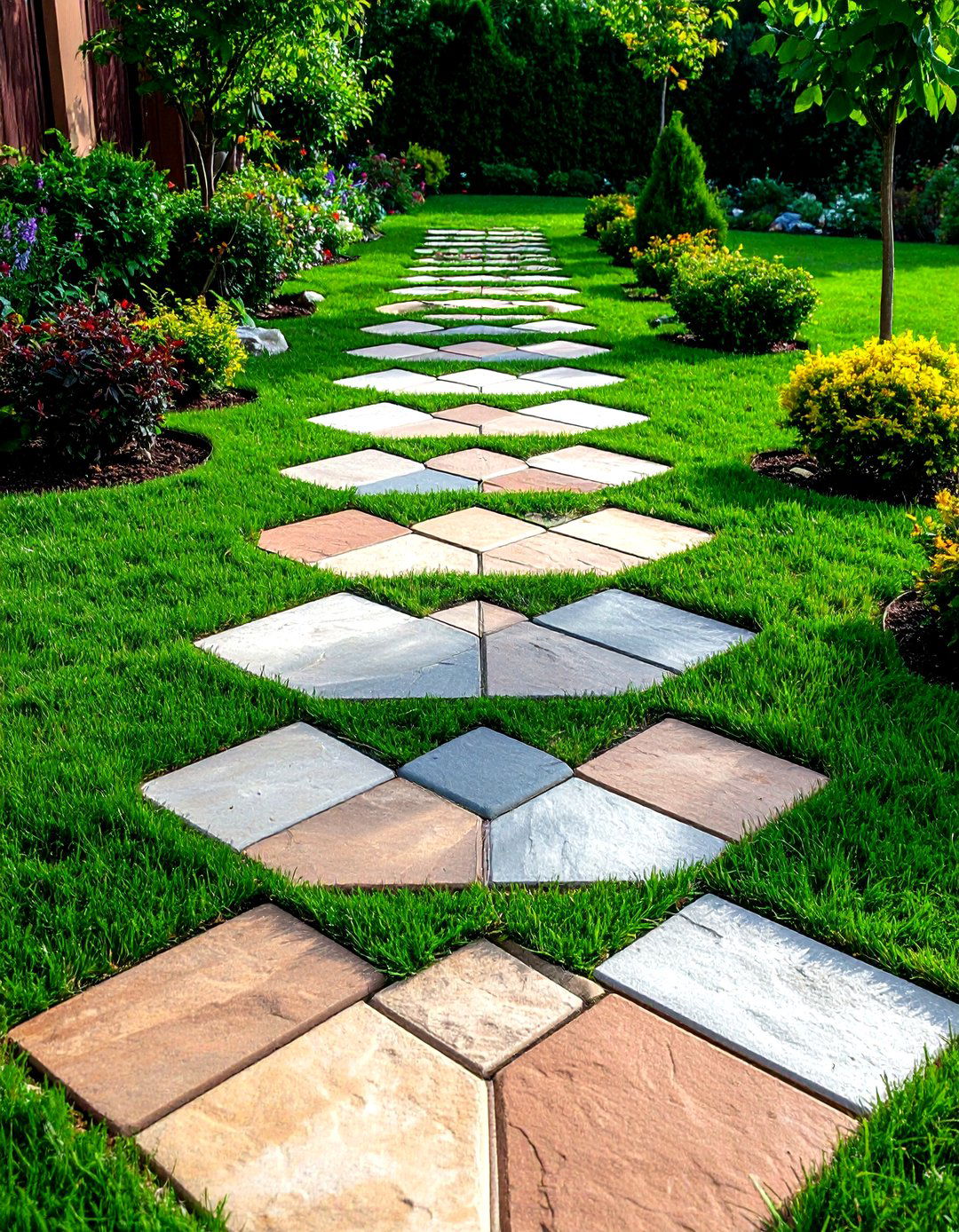 Geometric Paving Patterns Grounding the Formal Garden - 20 Formal Garden Ideas