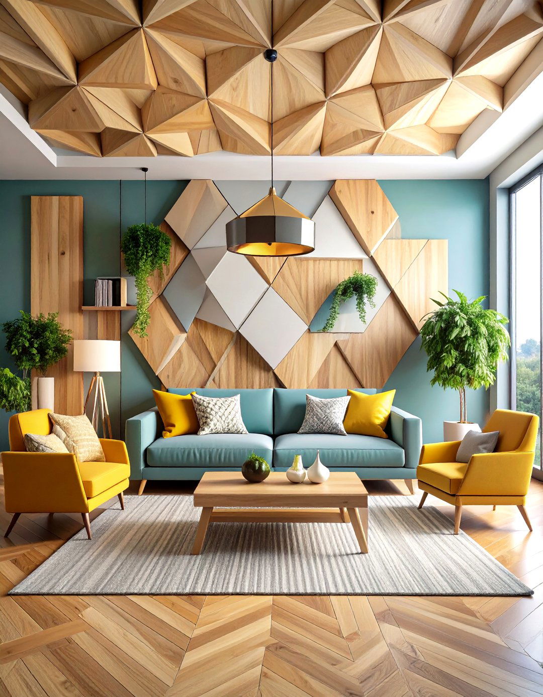 Geometric Plywood Ceiling Patterns - 20 Plywood Ceiling Ideas