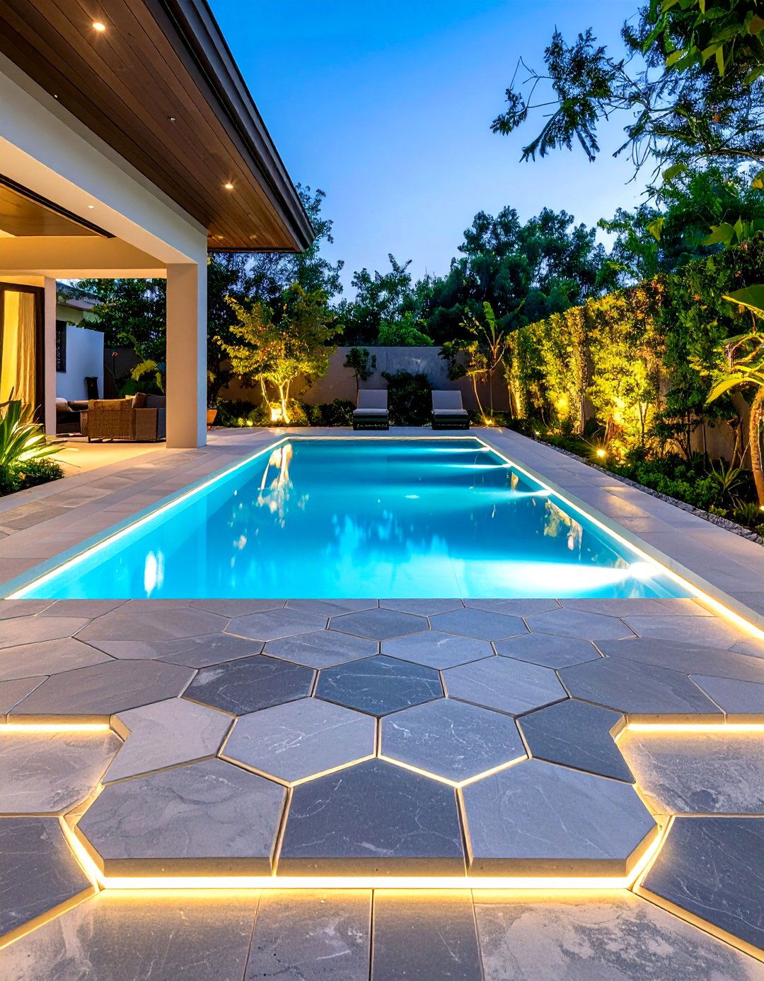 Geometric Porcelain Pavers Around Pool Masterpiece - 20 Pavers Around Pool Ideas