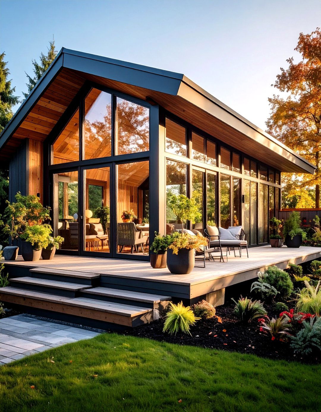 Geometric Porch Greenhouse Design - 20 Porch Greenhouse Ideas