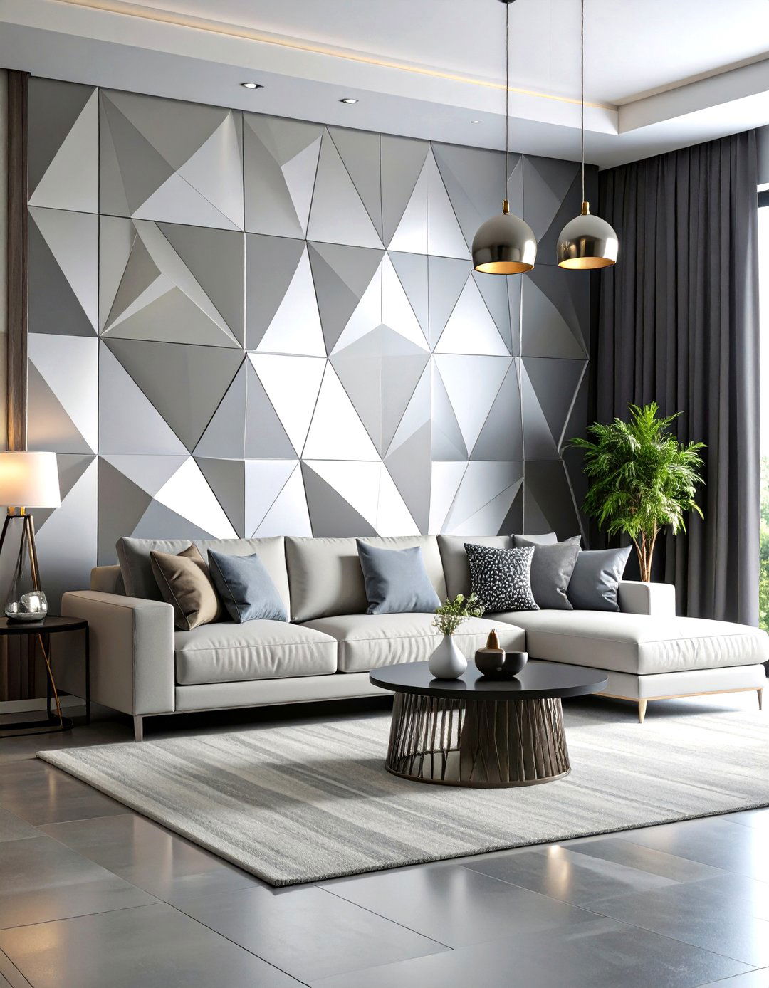 Geometric Silver Wallpaper - 20 Silver Living Room Ideas