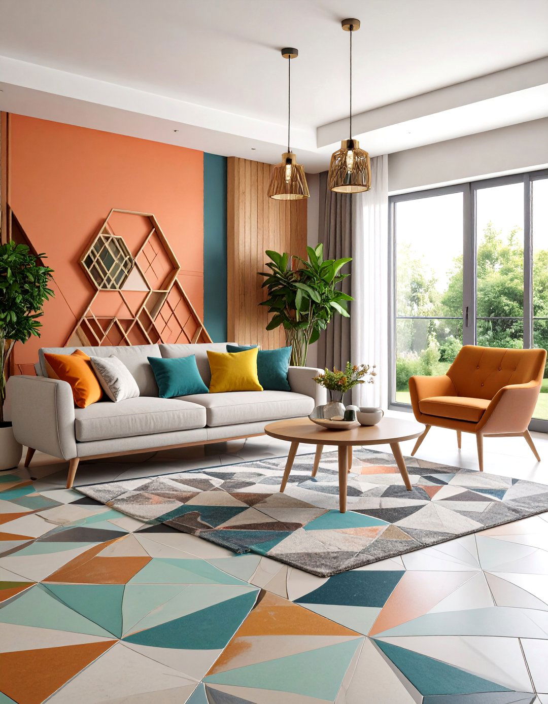 Geometric Tile Living Room Flooring - 20 Living Room Flooring Ideas