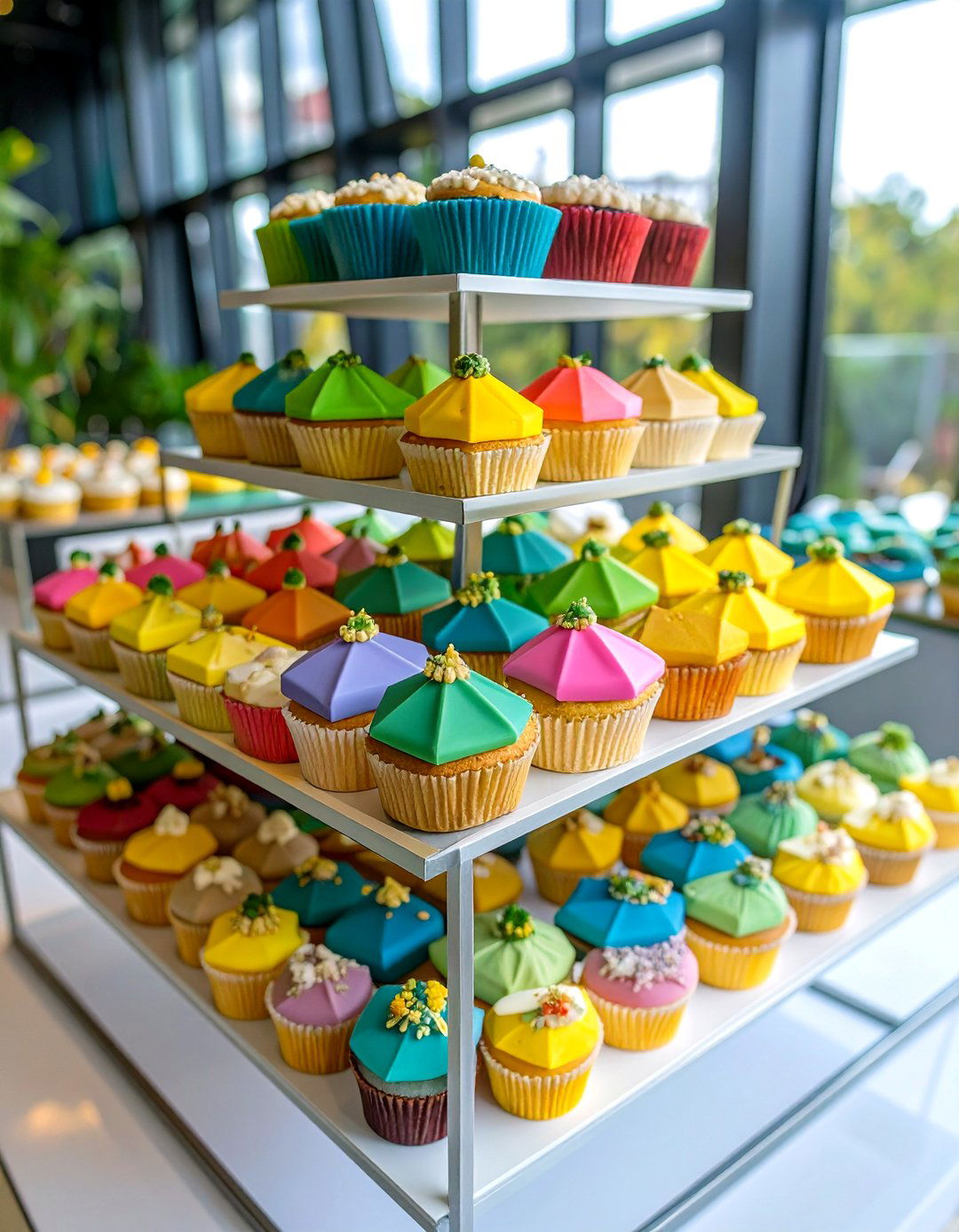 Geometric Wedding Cupcakes with Modern Design Elements - 20 Wedding Cupcake Ideas