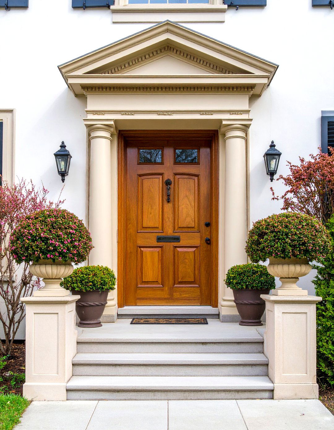 Georgian Colonial Front Door with Decorative Pilasters - 20 Colonial Front Door Ideas