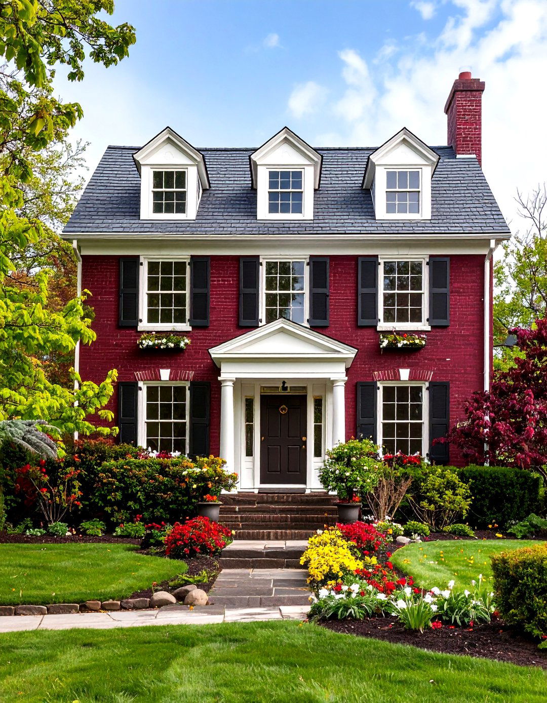 Georgian Style Burgundy Purple House Exterior - 20 Purple House Exterior Ideas