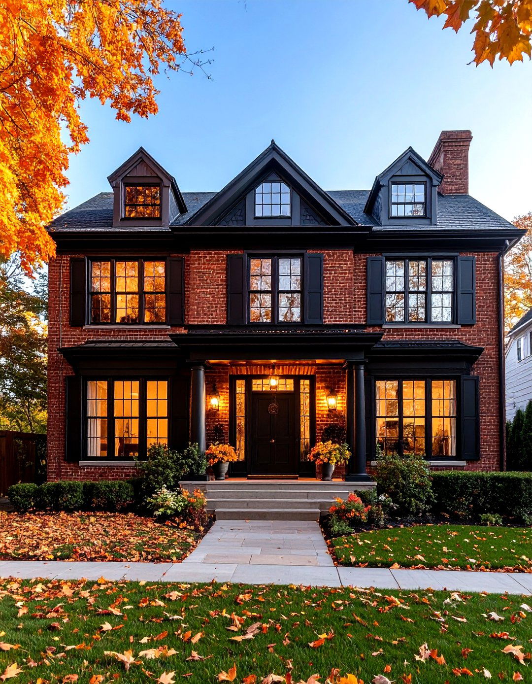 Georgian Style House with Black Multi Pane Windows - 20 Houses With Black Windows