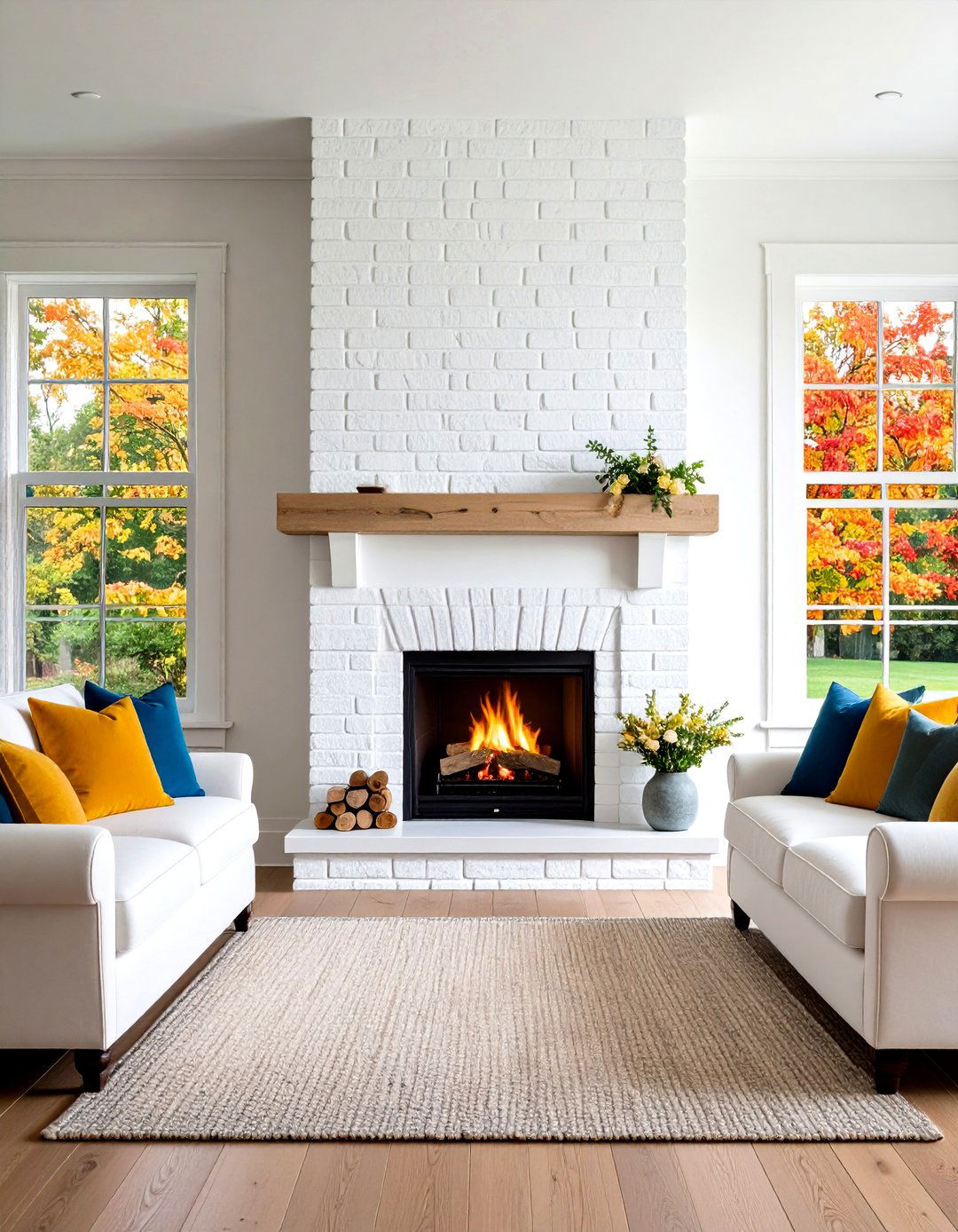 German Smear Painted Brick Fireplace - 20 Painted Brick Fireplace Ideas