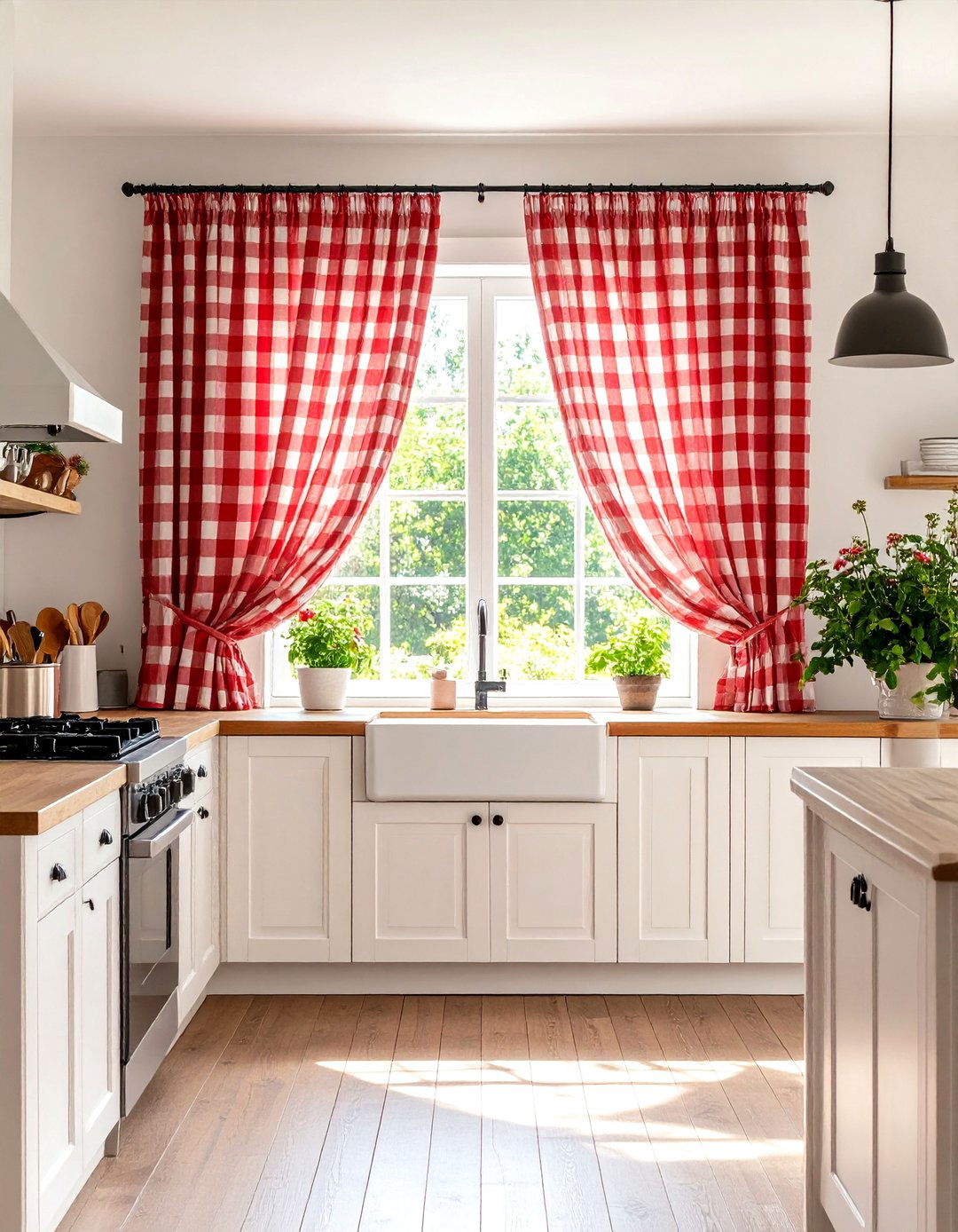 Gingham Check Kitchen Curtain Pattern - 20 Kitchen Curtain Ideas