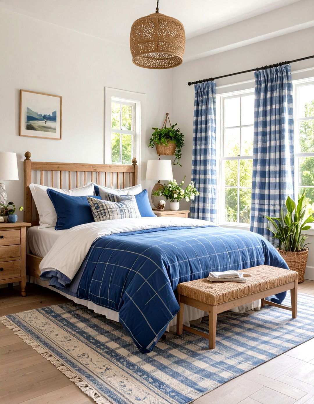 Gingham Patterns for Traditional Country Bedroom Charm - 20 Country Bedroom Ideas