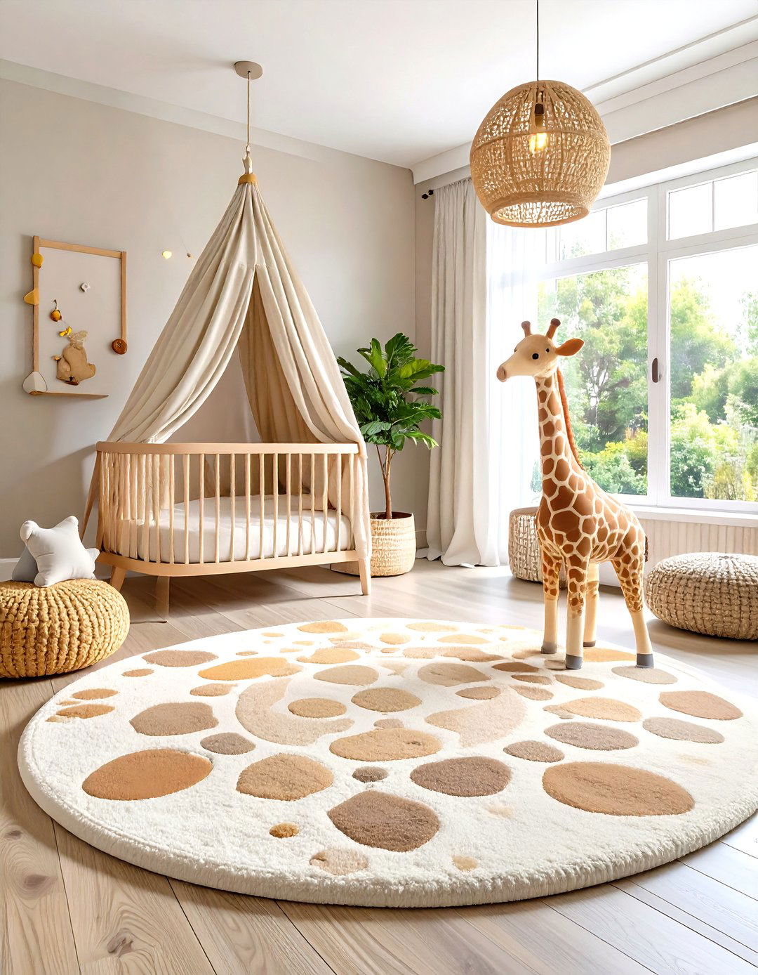 Giraffe Patterned Rug as Focal Point - 20 Giraffe Nursery Ideas
