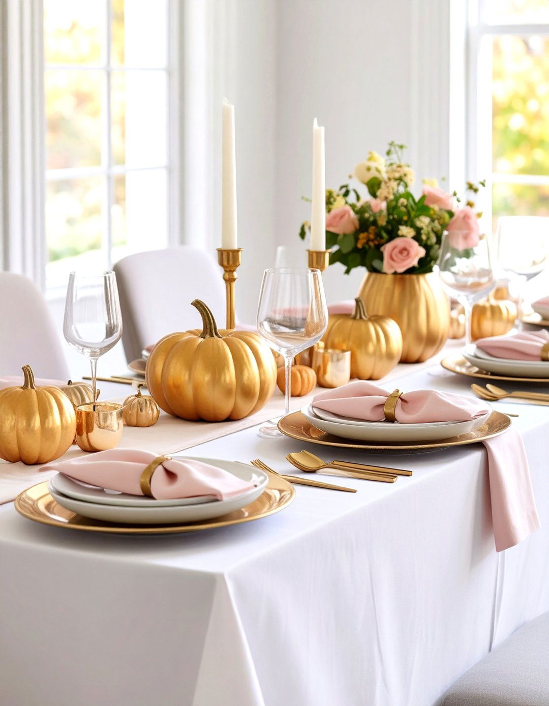 Glam Metallic Mix Thanksgiving Table Decor - 20 thanksgiving table decor ideas