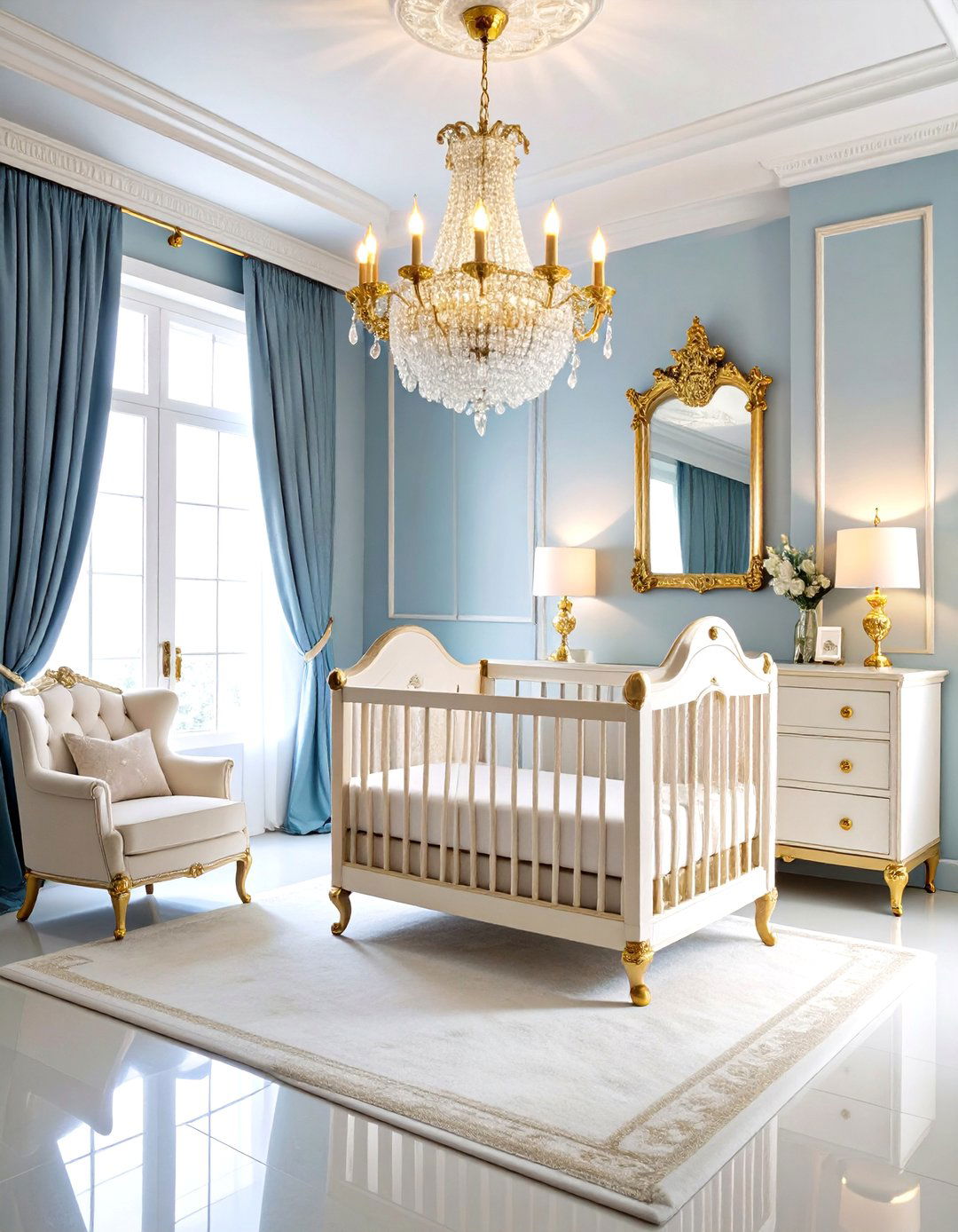 Glam Princess Nursery with Golden Accents - 20 Princess Nursery Ideas