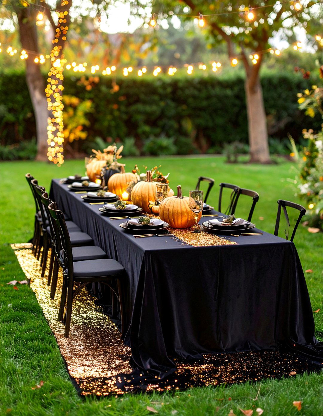 Glam Pumpkin Centerpiece - 20 Black and Gold Centerpiece Ideas