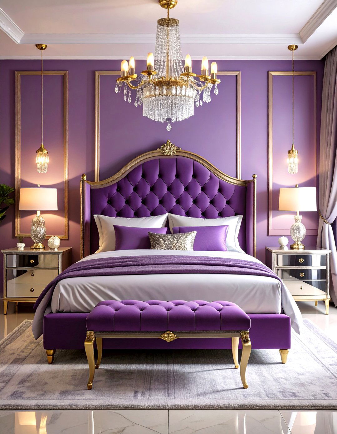 Glam Purple Bedroom Luxury Statement - 20 Purple Bedroom Ideas