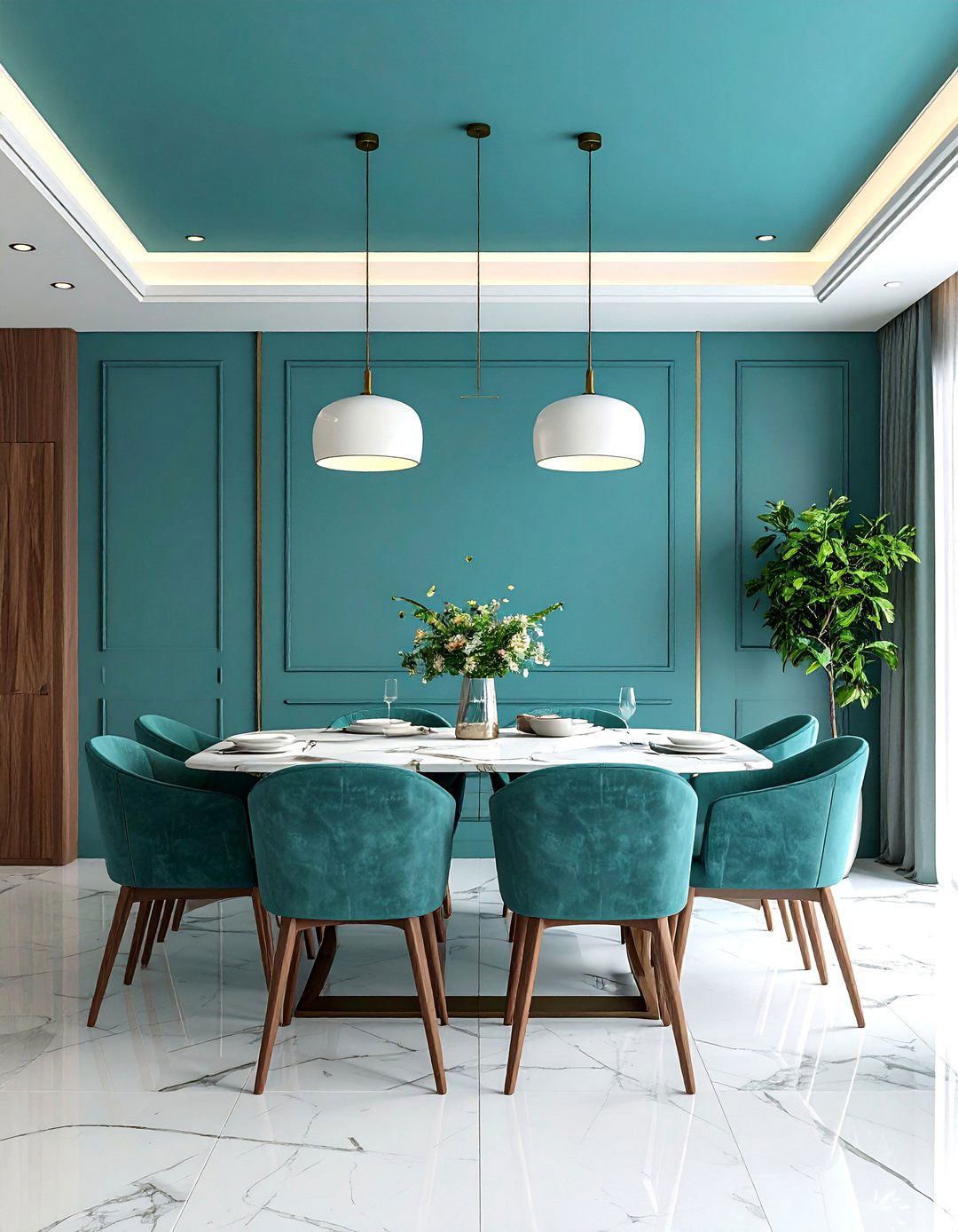 Glam Teal and Gold Combo - 20 Teal Dining Room Ideas