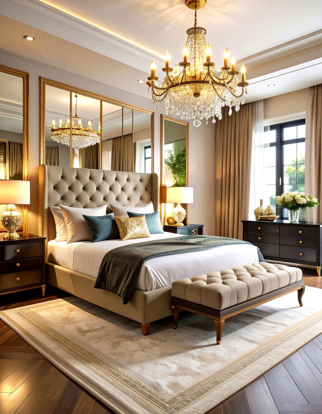 Glamorous Hollywood Regency Large Bedroom Design - 20 Large Bedroom Design Ideas