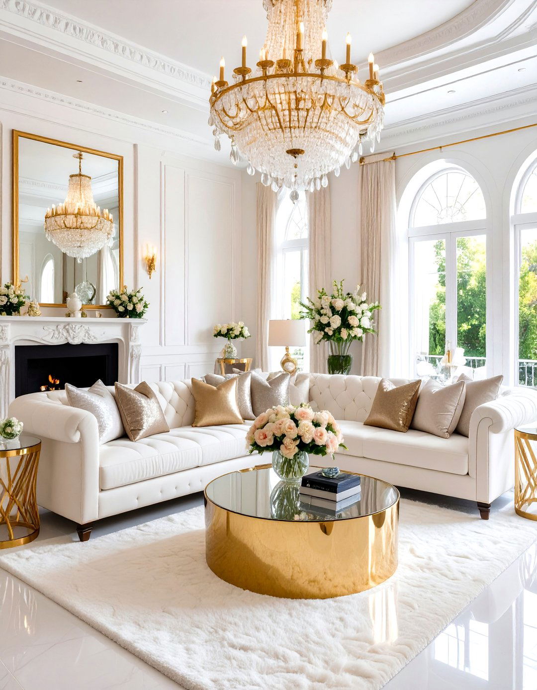 Glamorous Hollywood White Couch Suite - 20 White Couch Living Room Ideas
