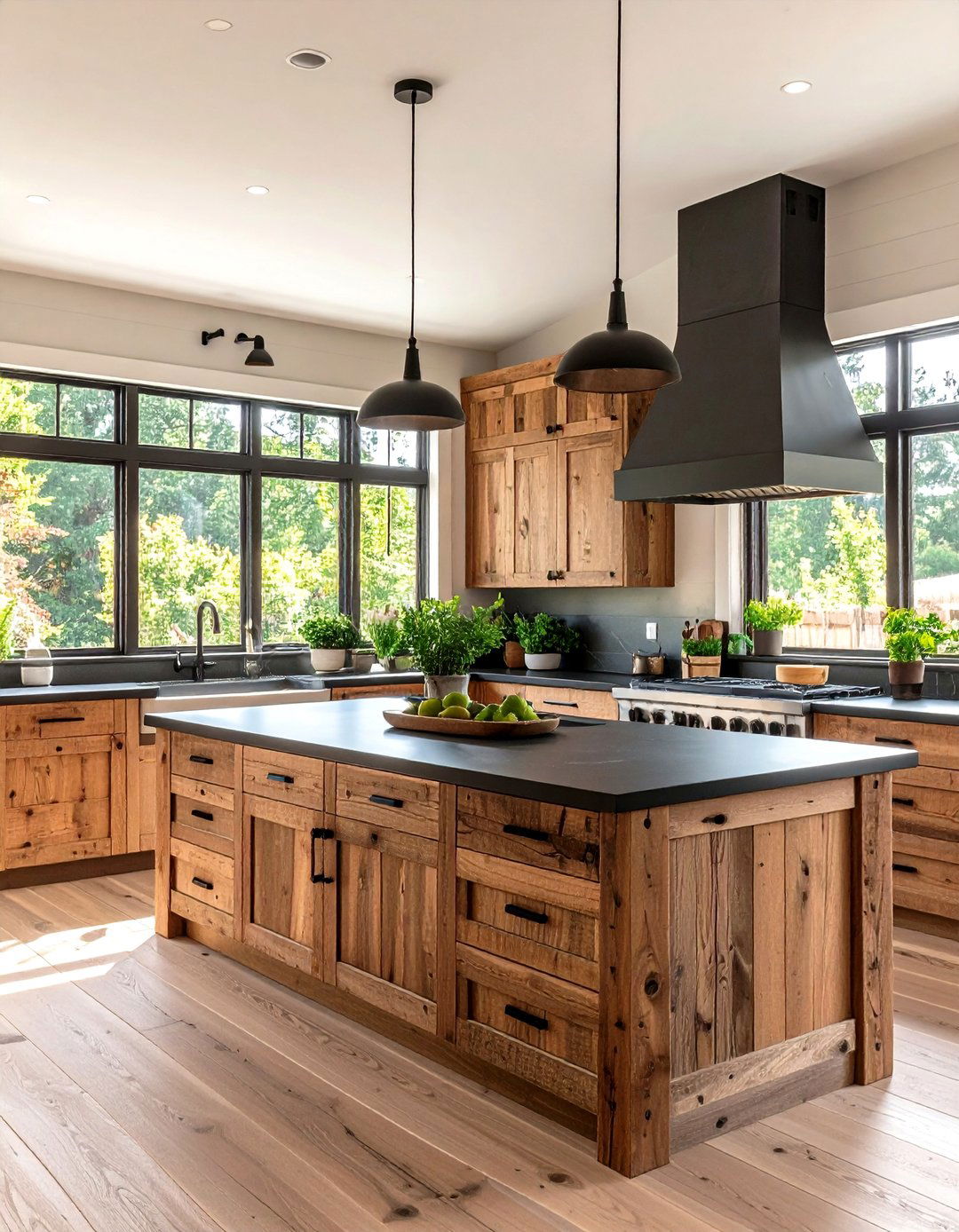 Glamorous Kitchen with High Gloss Brown Cabinets and Black Quartz with Metallic Flecks - 20 kitchen with brown cabinets and black countertops ideas