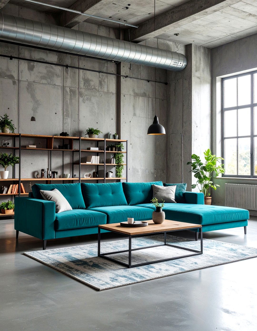 Glamorous Metallic Accents - 20 Teal Couch Living Room Ideas