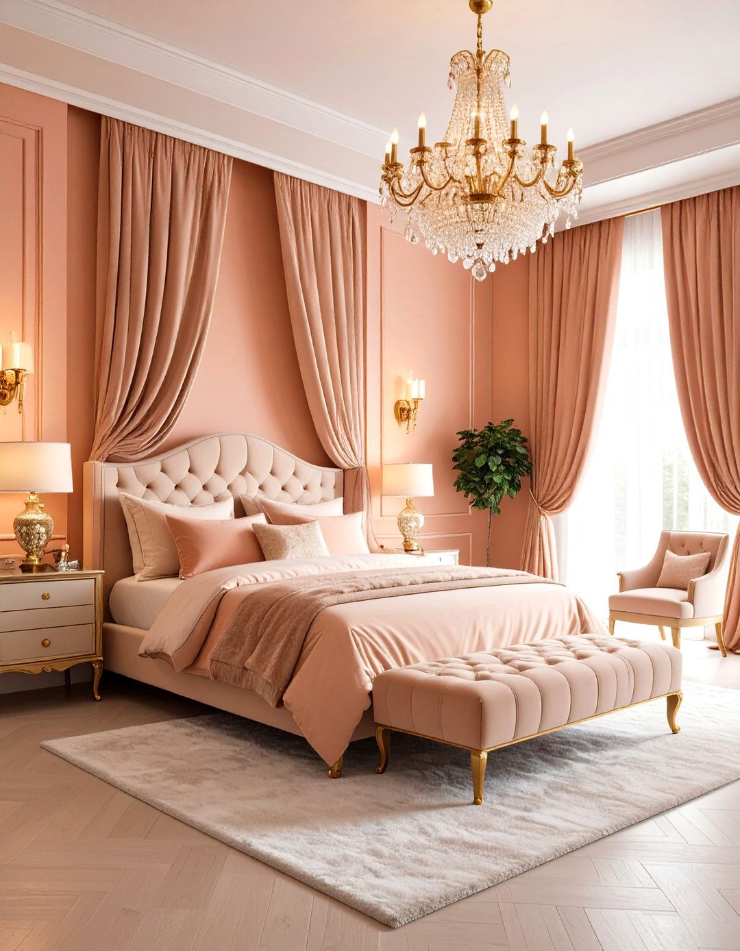 Glamorous Peach Bedroom Luxury - 20 Peach Bedroom Ideas