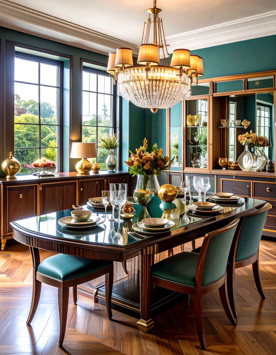 Glamorous Tableware Display Personalizes the Room - 25 Art Deco Dining Room Ideas