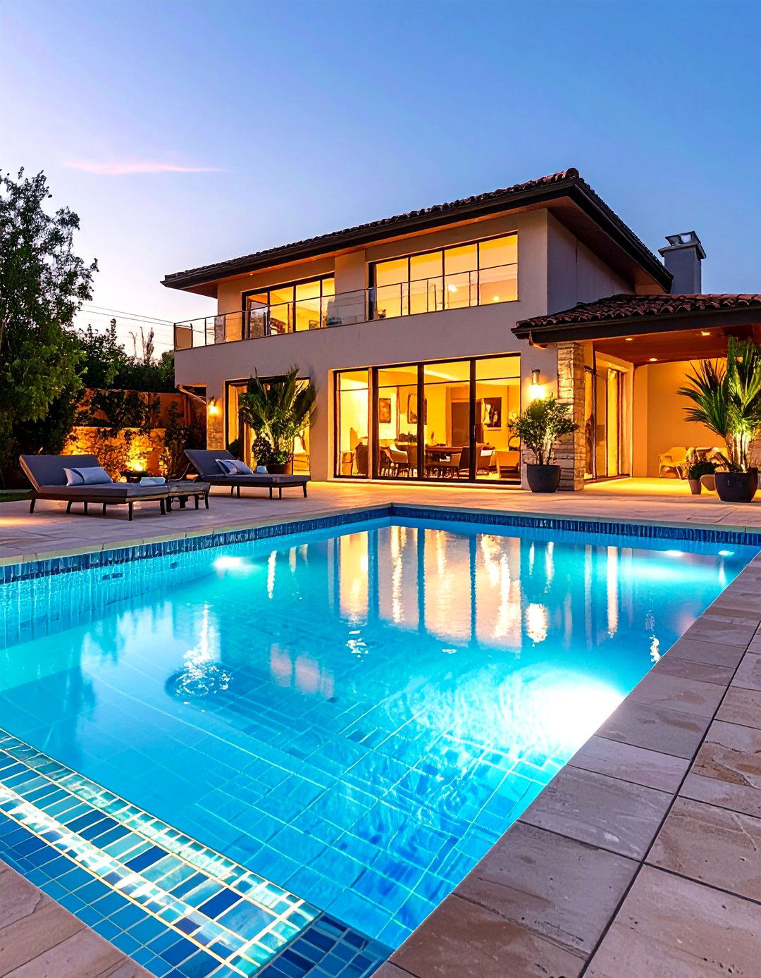Glass Brick Waterline Pool Tile Structure - 20 Waterline Pool Tile Ideas