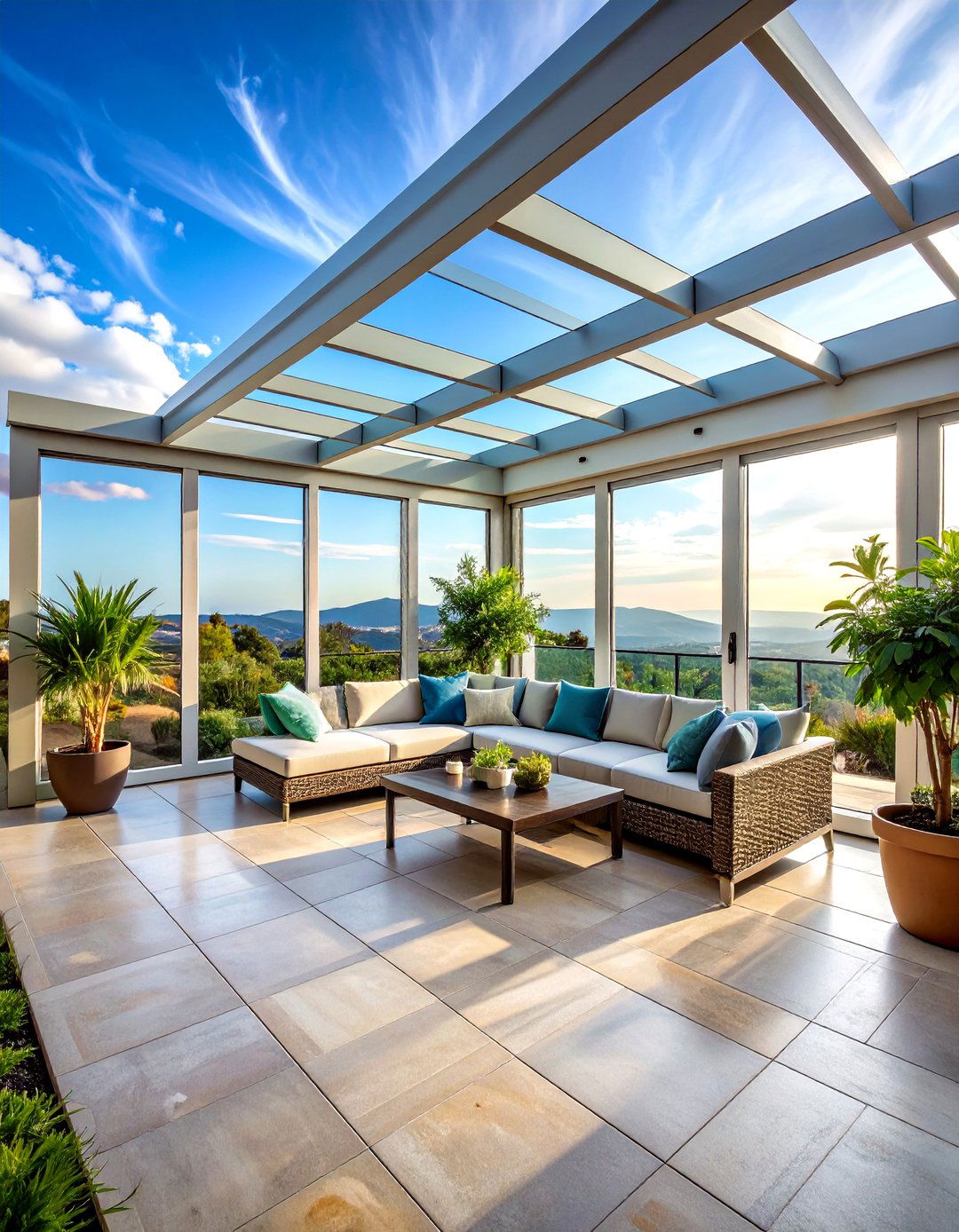 Glass Enclosed Sunroom with Retractable Roof - 20 Sunroom and Deck Combo Ideas