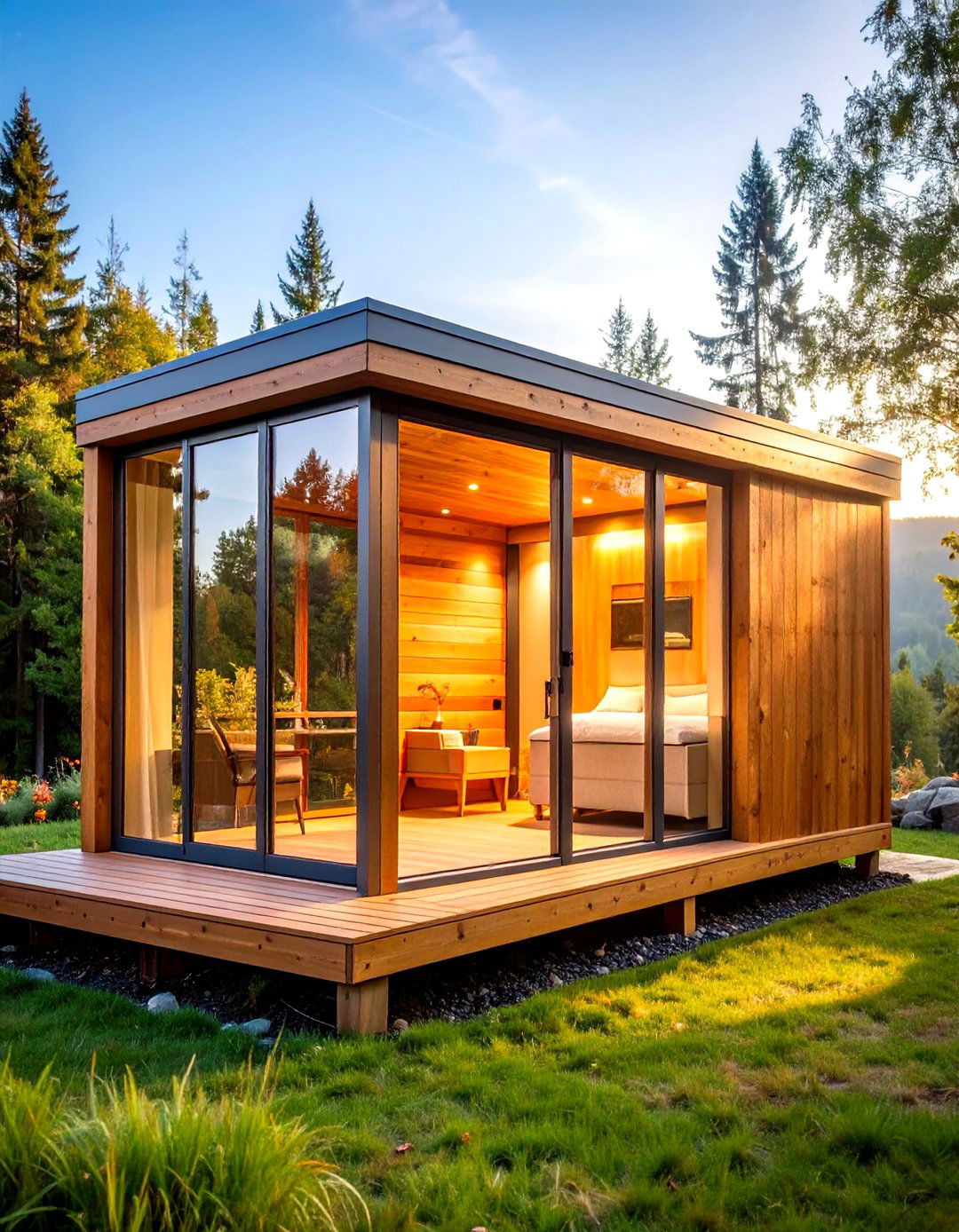 Glass Front Luna Modern Outdoor Sauna - 20 Outdoor Sauna Ideas