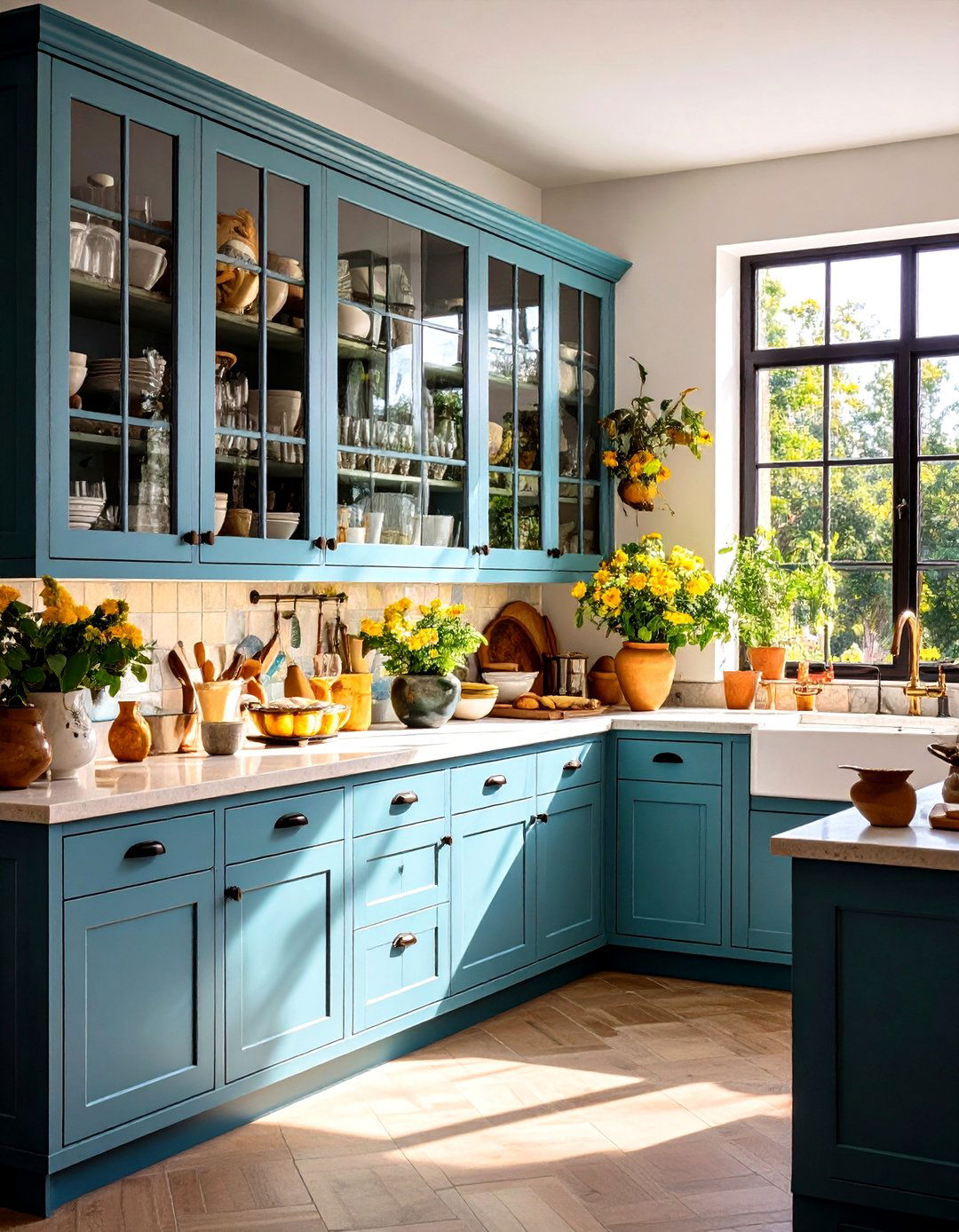 Glass Fronted Cabinets - 20 Tuscan Kitchen Design Ideas