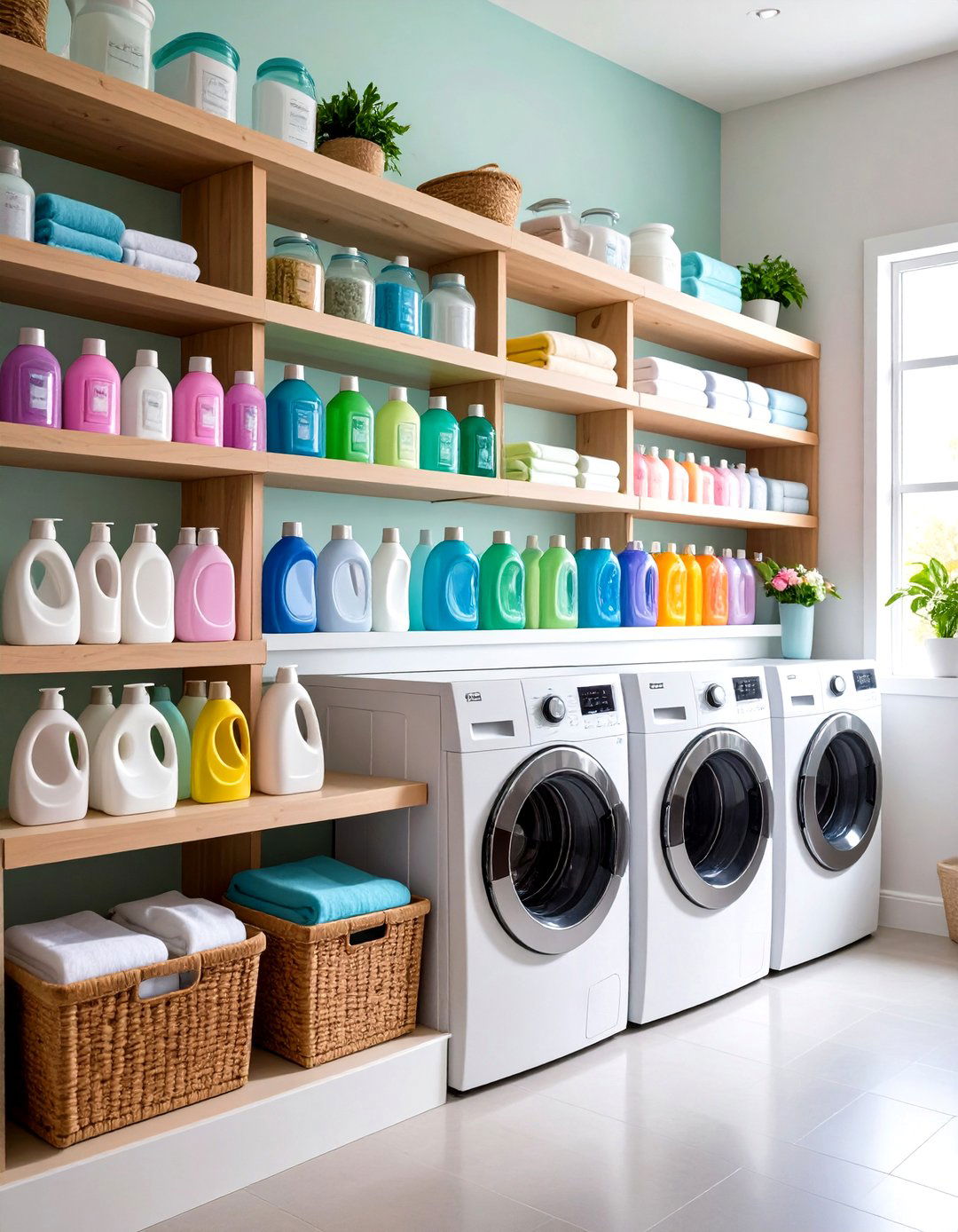 Glass Jar Display Laundry Room Shelf Showcase - 20 Laundry Room Shelf Ideas
