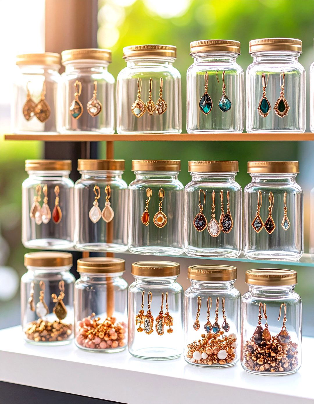 Glass Jar Earring Storage Cluster - 20 Earring Storage Ideas