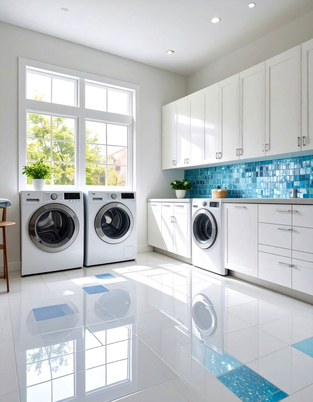 Glass Mosaic Laundry Room Tile Luminous Design - 20 Laundry Room Tile Ideas