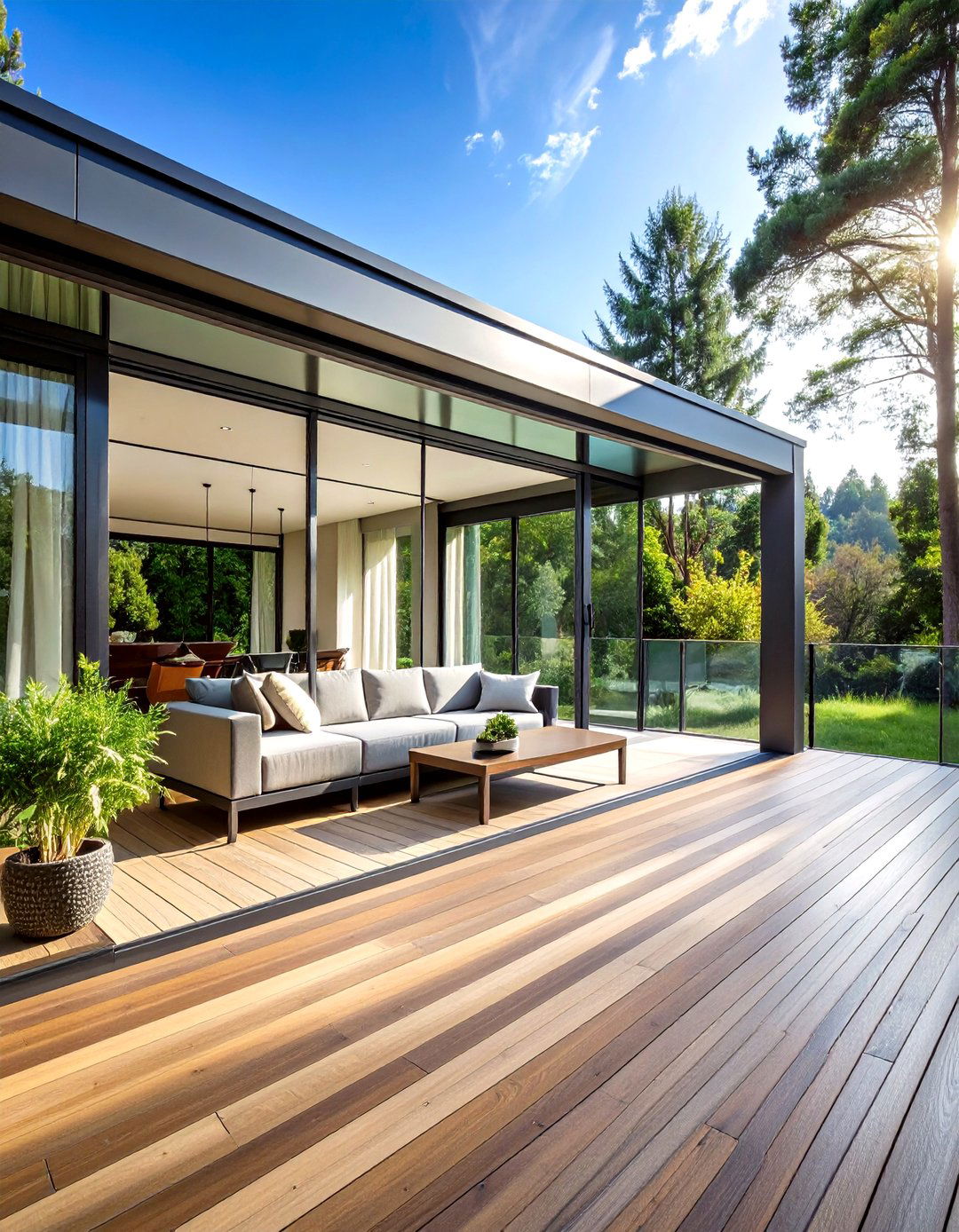 Glass Panel Covered Deck Design - 20 Covered Deck Ideas