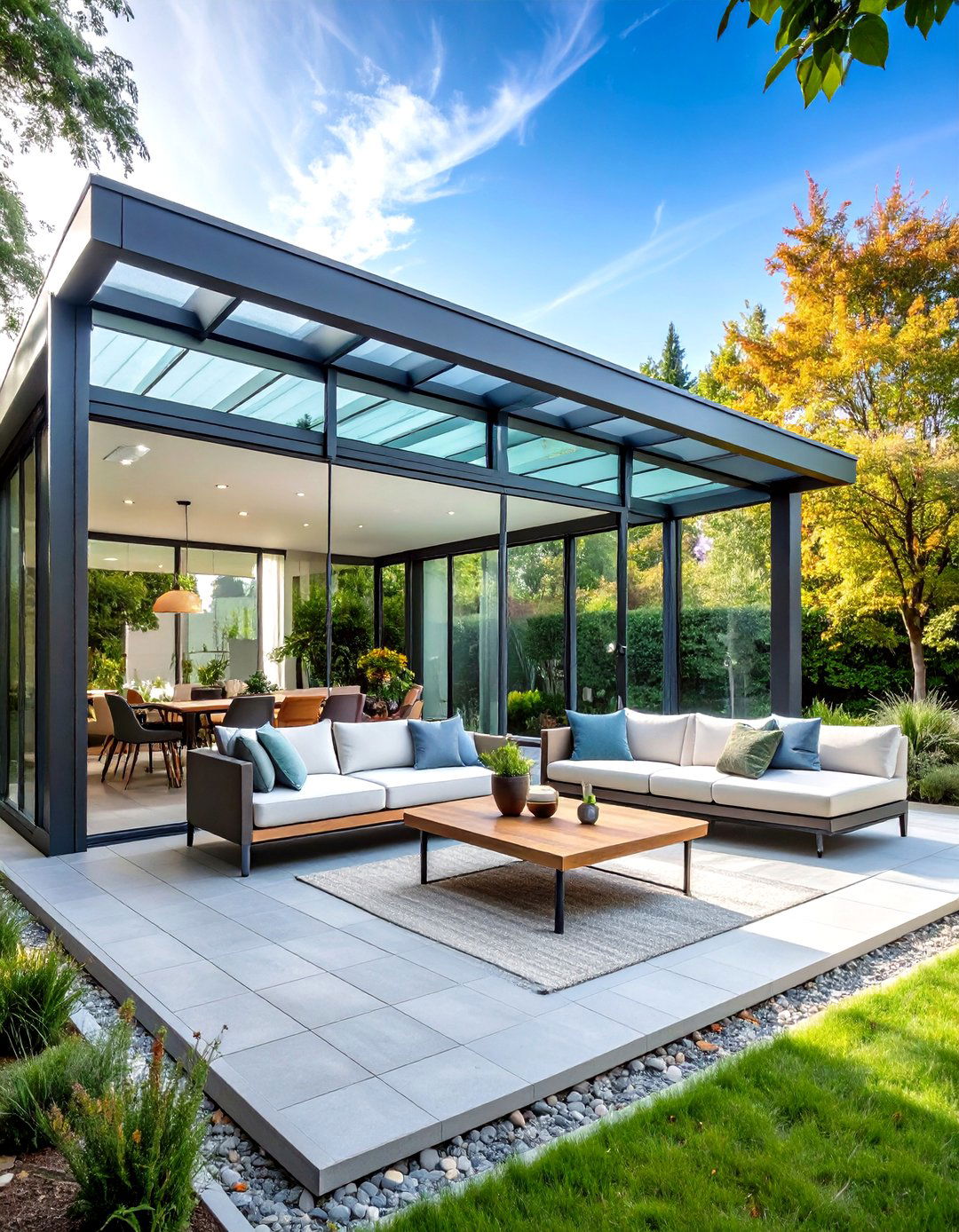 Glass Panel Privacy Patio Pavilion - 20 Privacy Patio Ideas