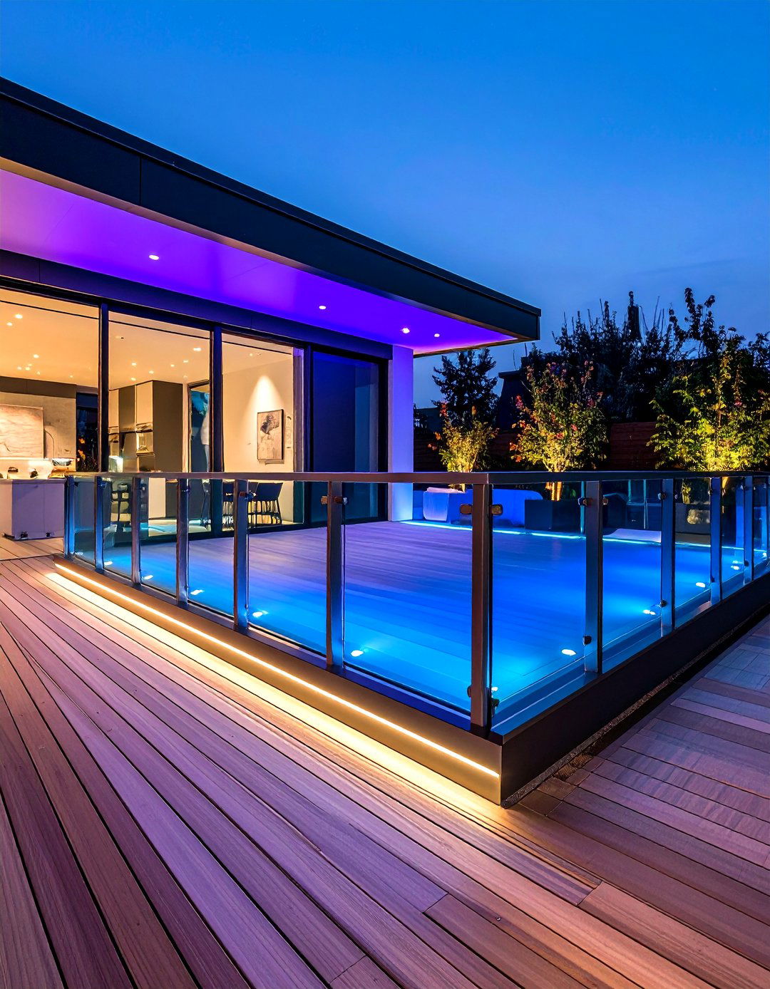 Glass Railed View Floating Deck - 20 Floating Deck Ideas