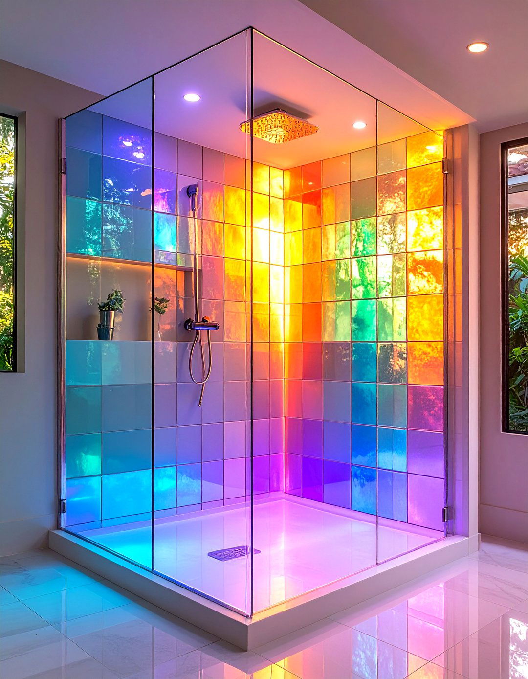 Glass Tile Inset Niche - 20 Shower Niche Ideas