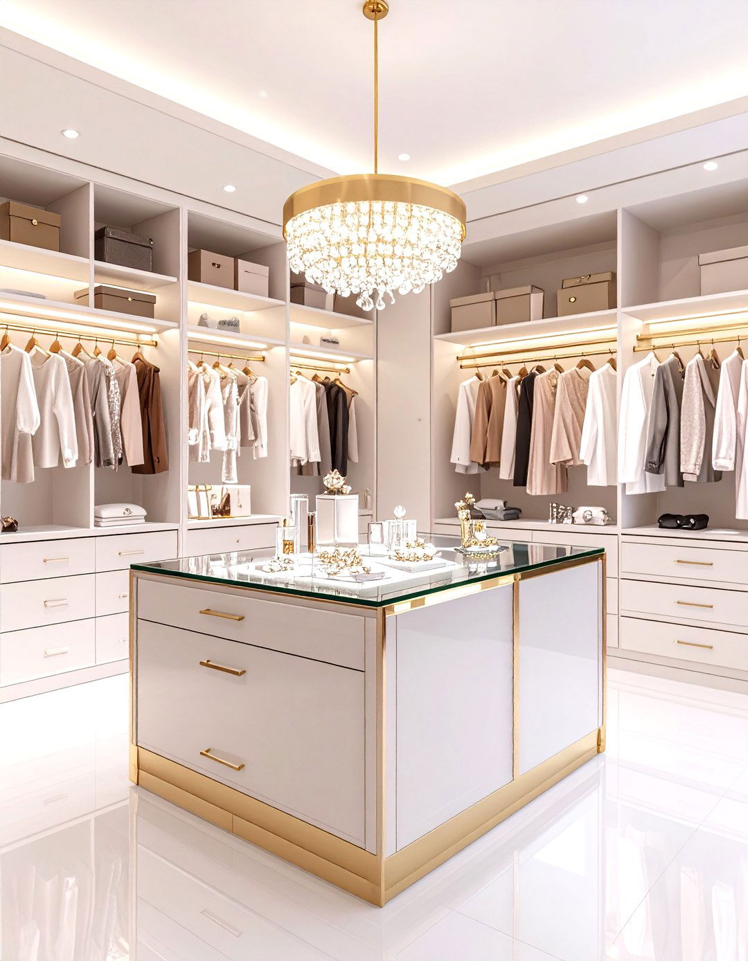 Glass Top Luxury Closet Island - 20 Closet Island Ideas
