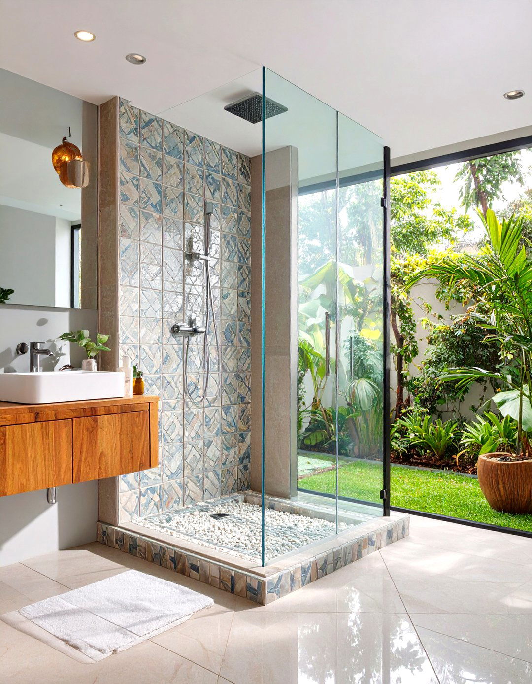 Glass Topped Shower Guard - 20 Half Wall Ideas