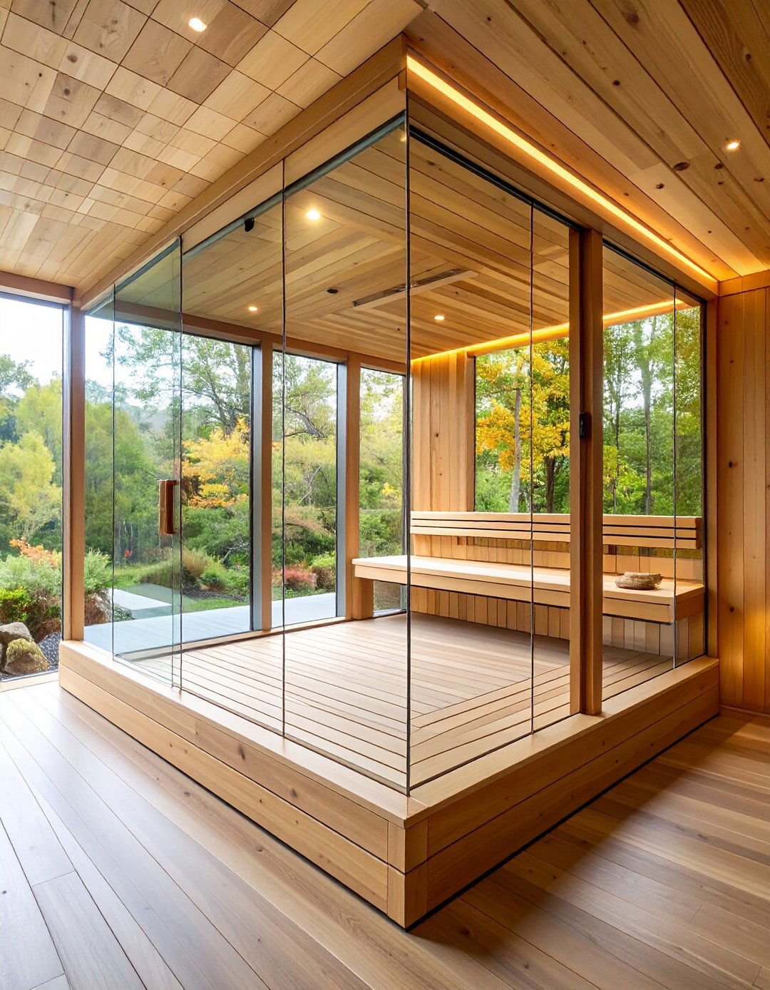 Glass Wall Elegance - 20 Sauna Room Design Ideas