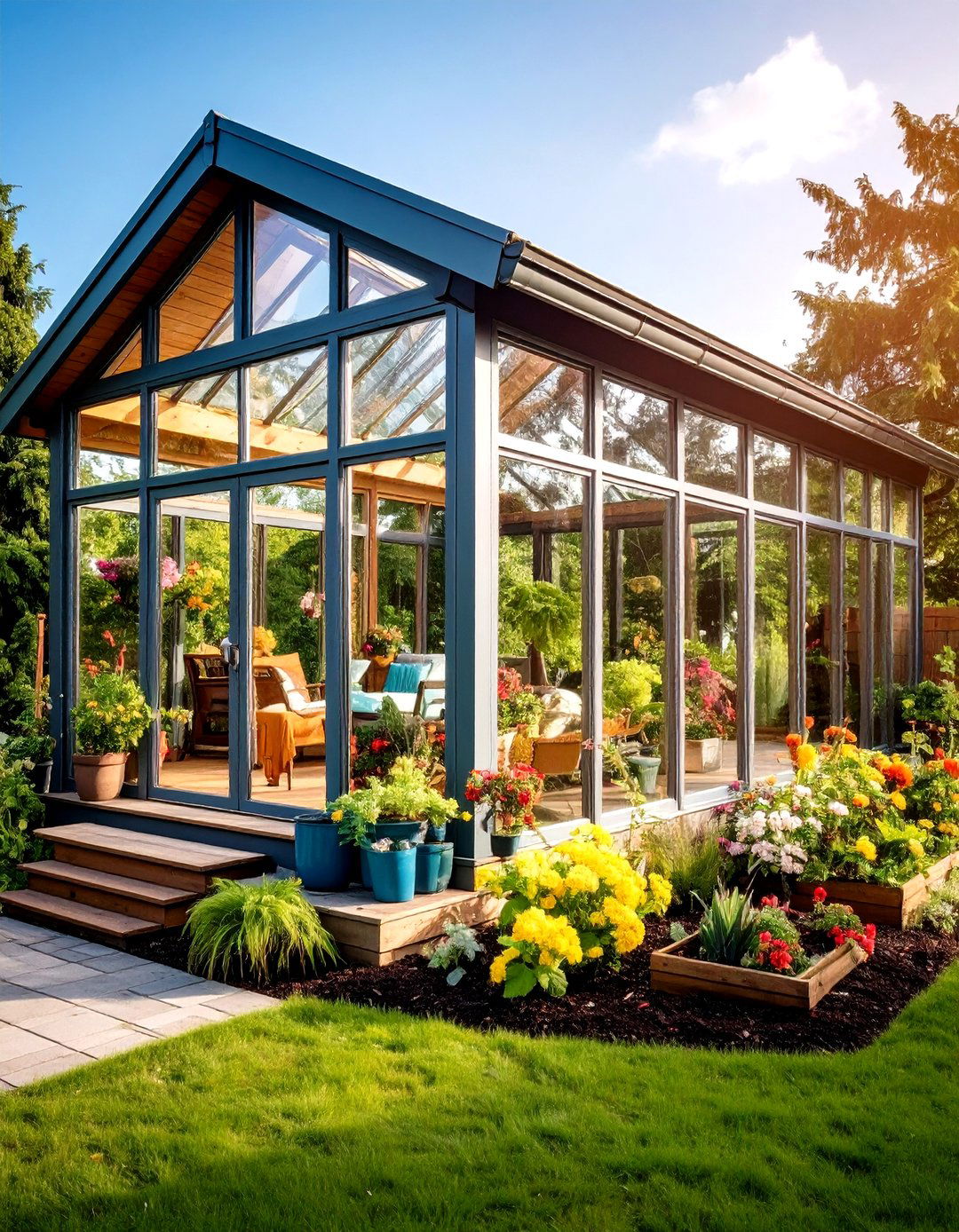 Glass Walled Porch Greenhouse Retreat - 20 Porch Greenhouse Ideas