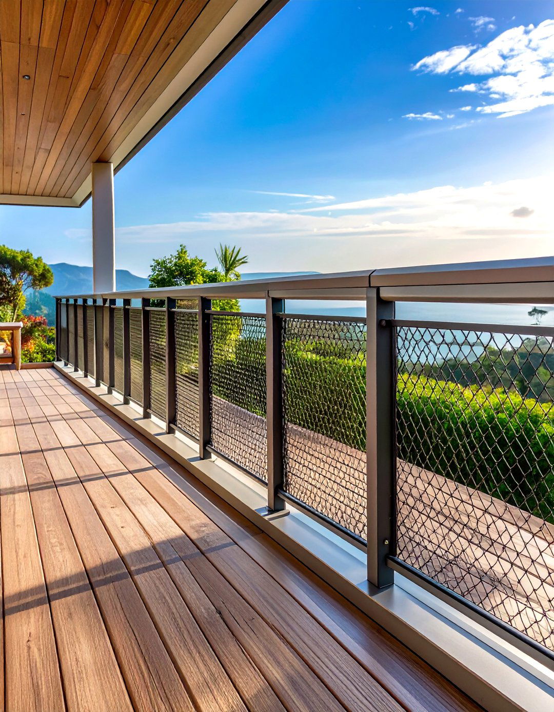 Glass and Hog Wire Combo Deck Railing - 20 Hog Wire Deck Railing Ideas
