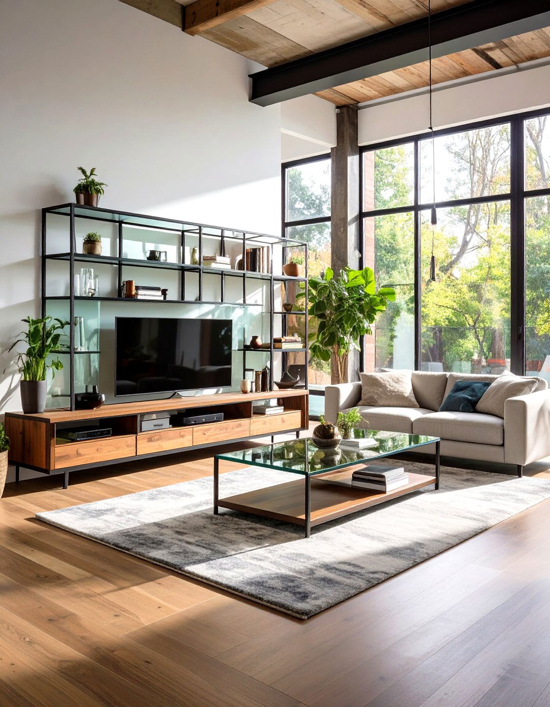 Glass and Metal Media Console - 20 Tv Stand Ideas