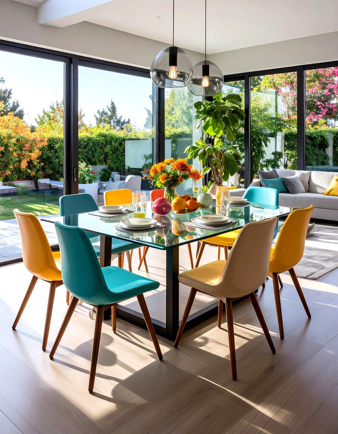 Glass or Acrylic Dining Table - 20 Small Living Room Ideas With Tv and Dining Table