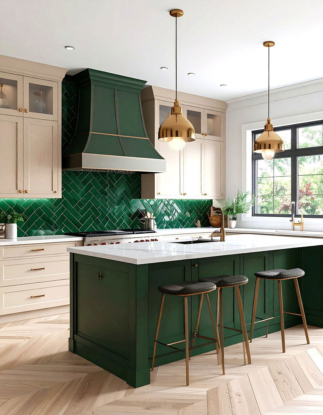 Glazed Emerald Tile Backsplash - 20 Emerald Green Kitchen Ideas