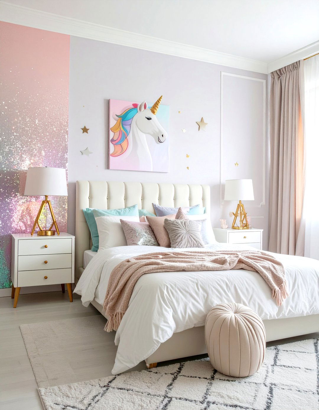 Glitter Accent Wall - 20 Unicorn Bedroom Ideas