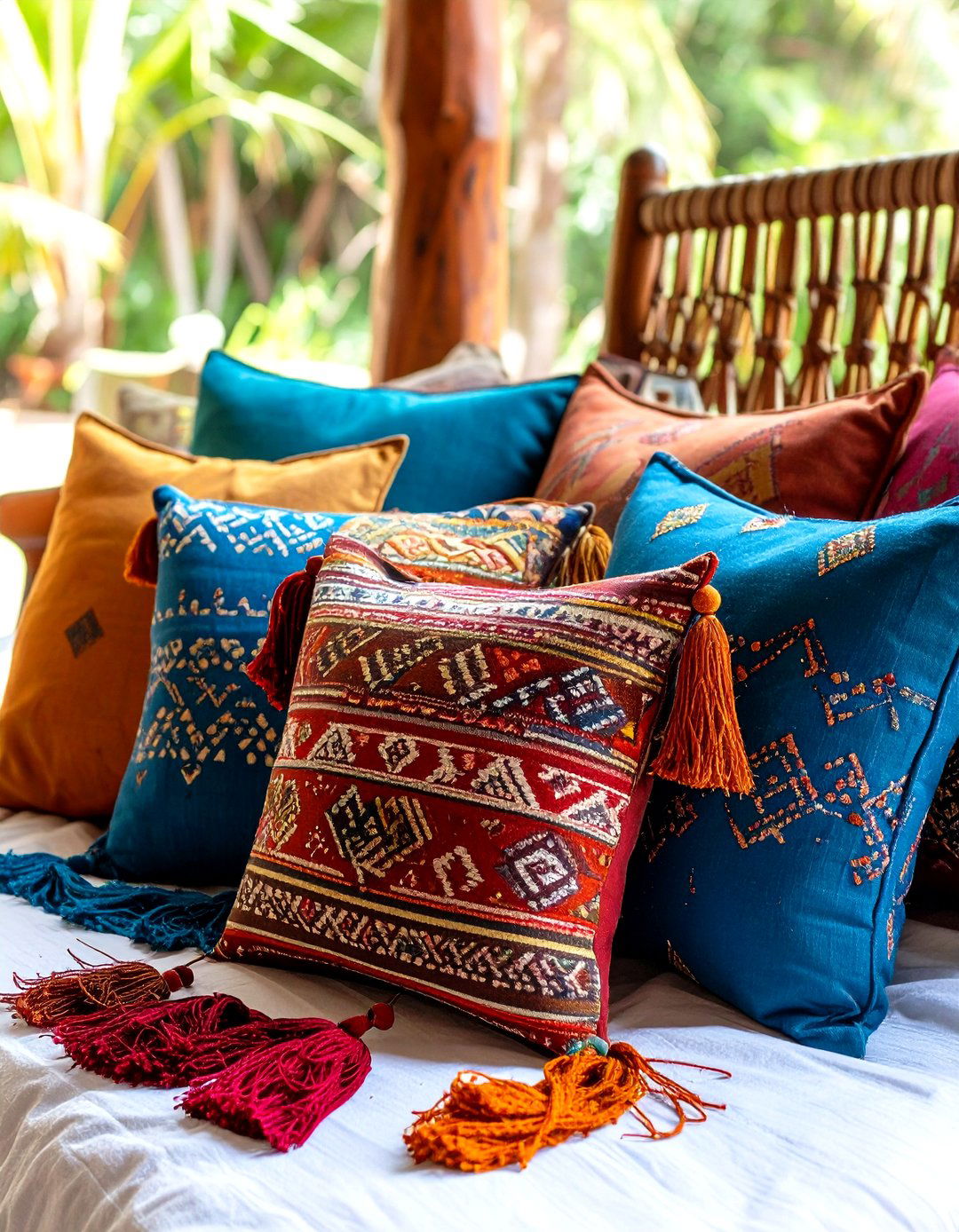 Global Pattern Pillows Elevate a Boho Dorm Room - 20 Boho Dorm Room Ideas